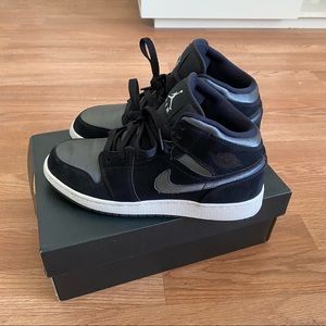 Black Suede and Dark Grey Nike Jordan 1 Mids